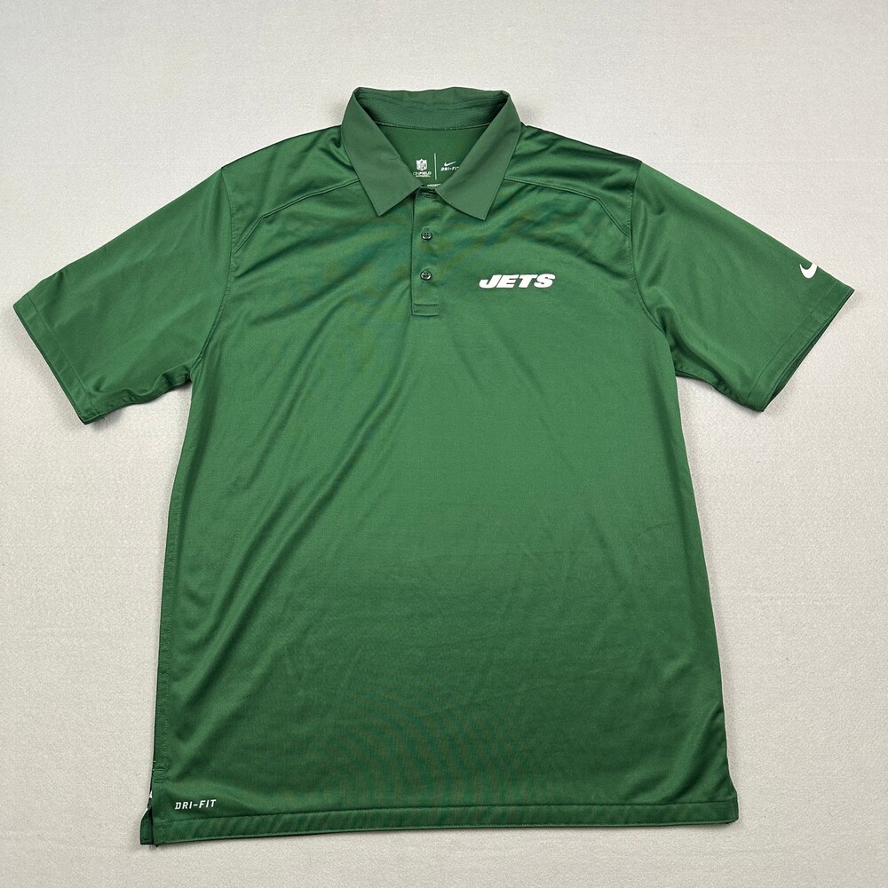 New York Jets Shirt Men Large Green Solid Nike On Field Short Sleeve Polo NFL L